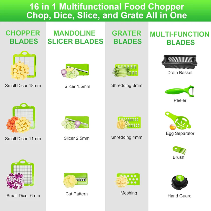 16 in 1 Vegetable Cutter – Multi‑Function Kitchen Chopper with Storage Box